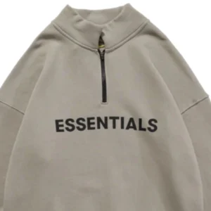 Essentials Half Zip High Collar Loose Hoodie